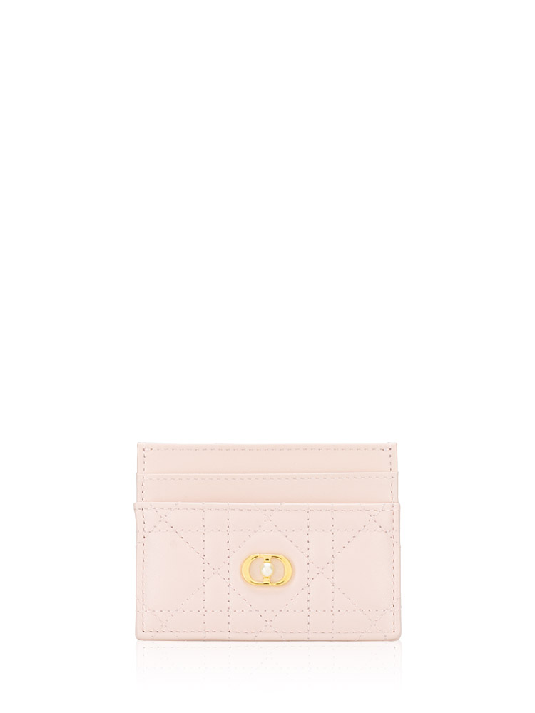 Lambskin Pearl Dior Jolie Freesia Card Holder Powder Pink