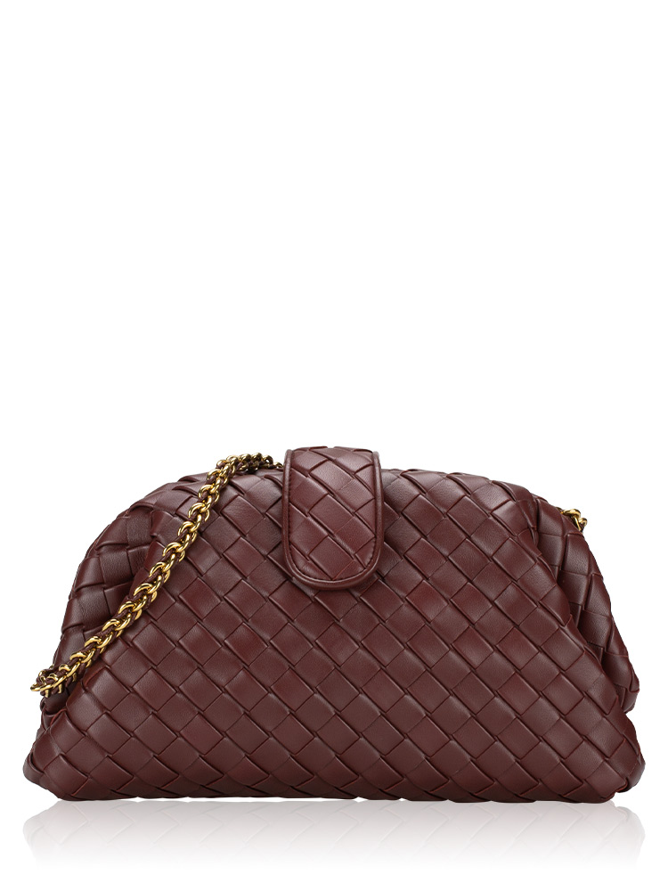 Nappa Intrecciato The Lauren 1980 Medium Clutch With Chain Barolo