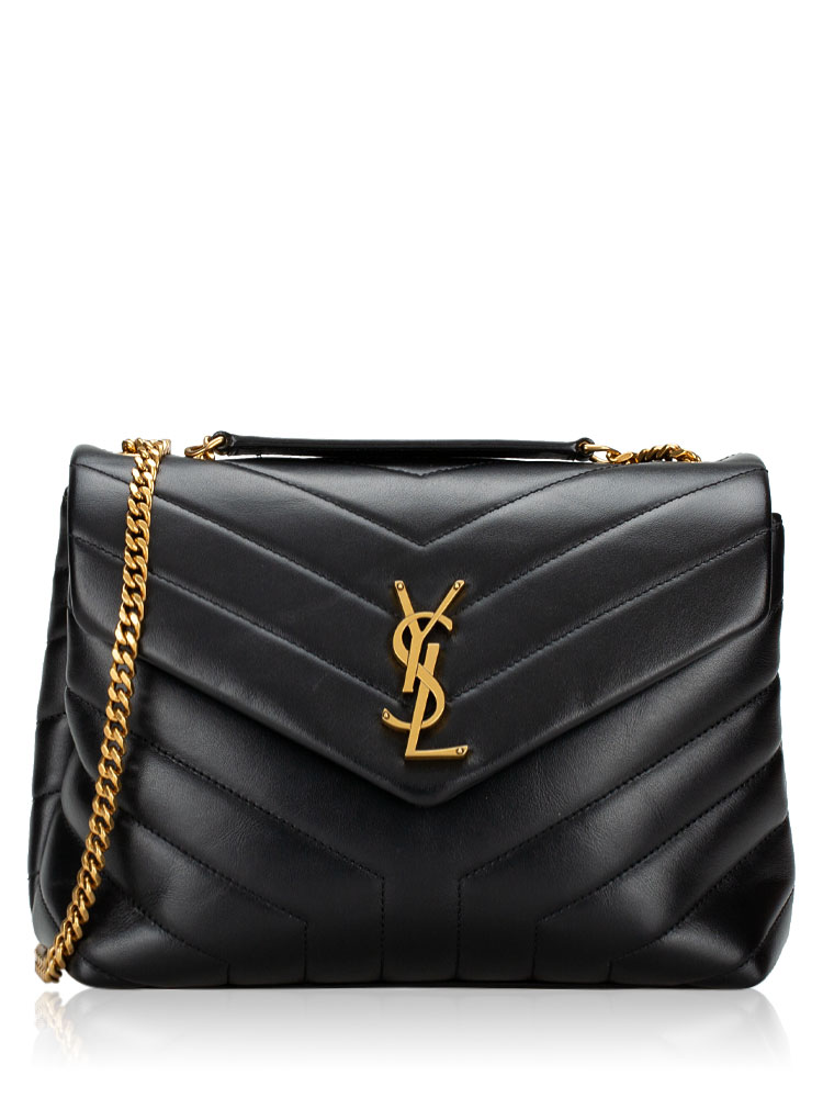 Calfskin Y Monogram Loulou Small Shoulder Bag Black