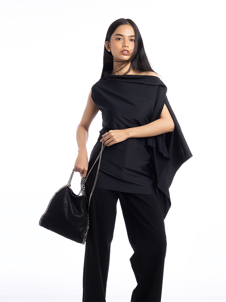 Shaggy Deer Falabella Mini Fold Over Tote Black