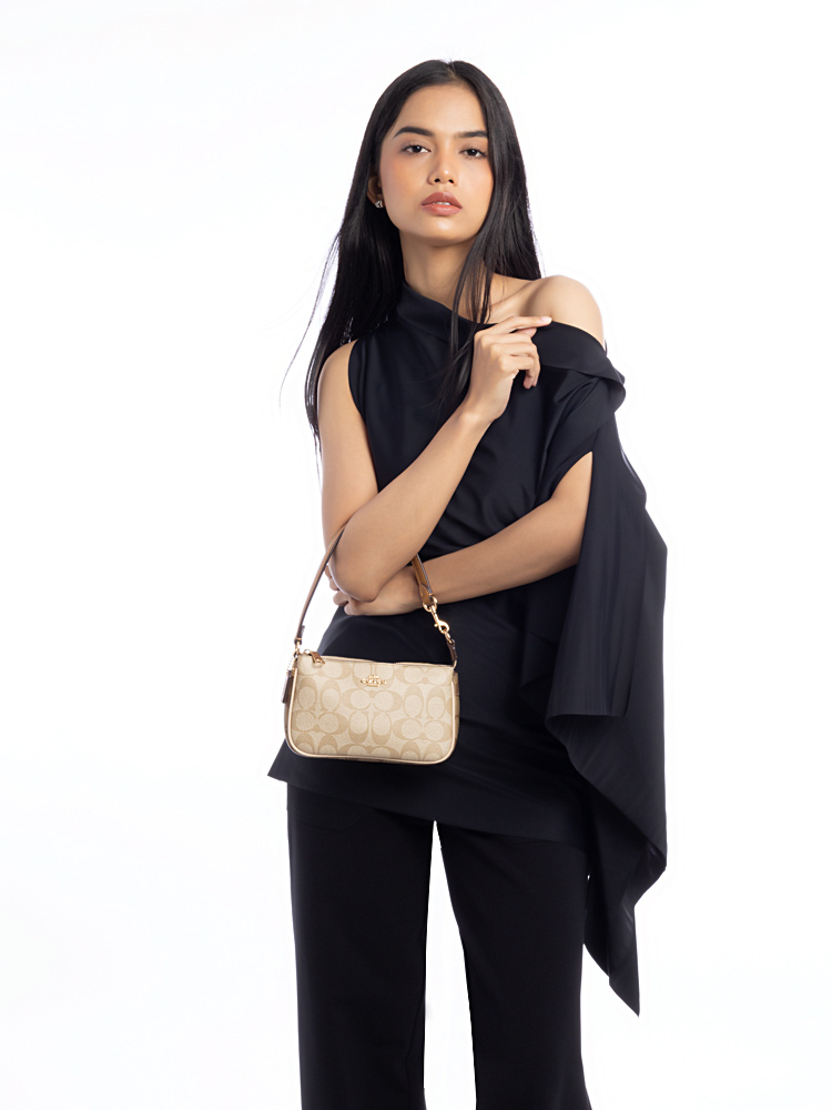 CS444 Signature Nolita 19 Top Handle Pouch Gold Light Khaki Ivory Multi