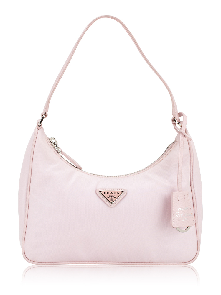 1NE204 Tessuto Saffiano Re-Edition 2005 Mini Hobo Alabastro