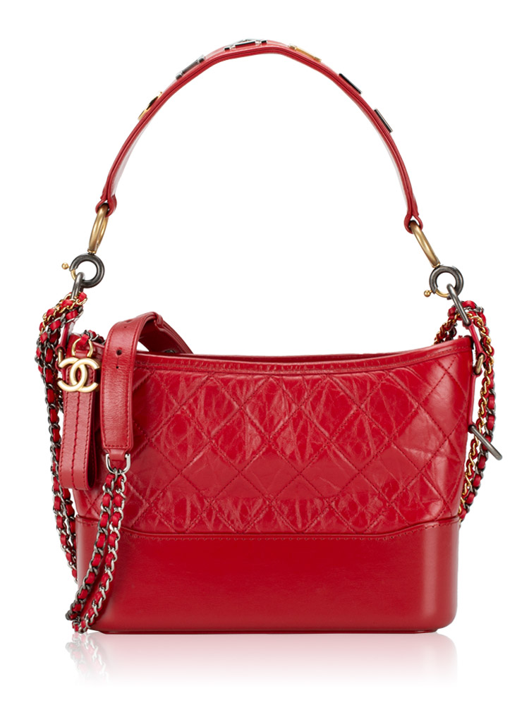 Aged Calfskin New Medium Gabrielle Hobo with Logo Handle Red