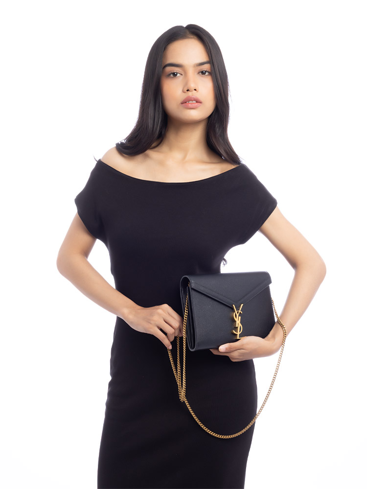 Grain De Poudre Monogram Cassandra Medium Chain Wallet Black