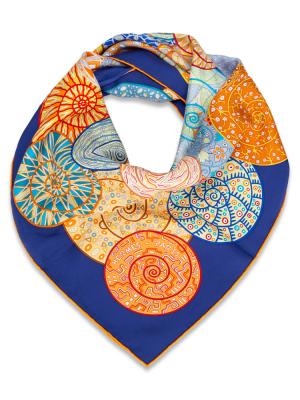 Reves D Escargots 90 Silk Scarf Navy Multicolor