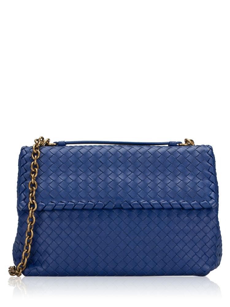 Nappa Intrecciato Olimpia Large Shoulder Bag Cobalt