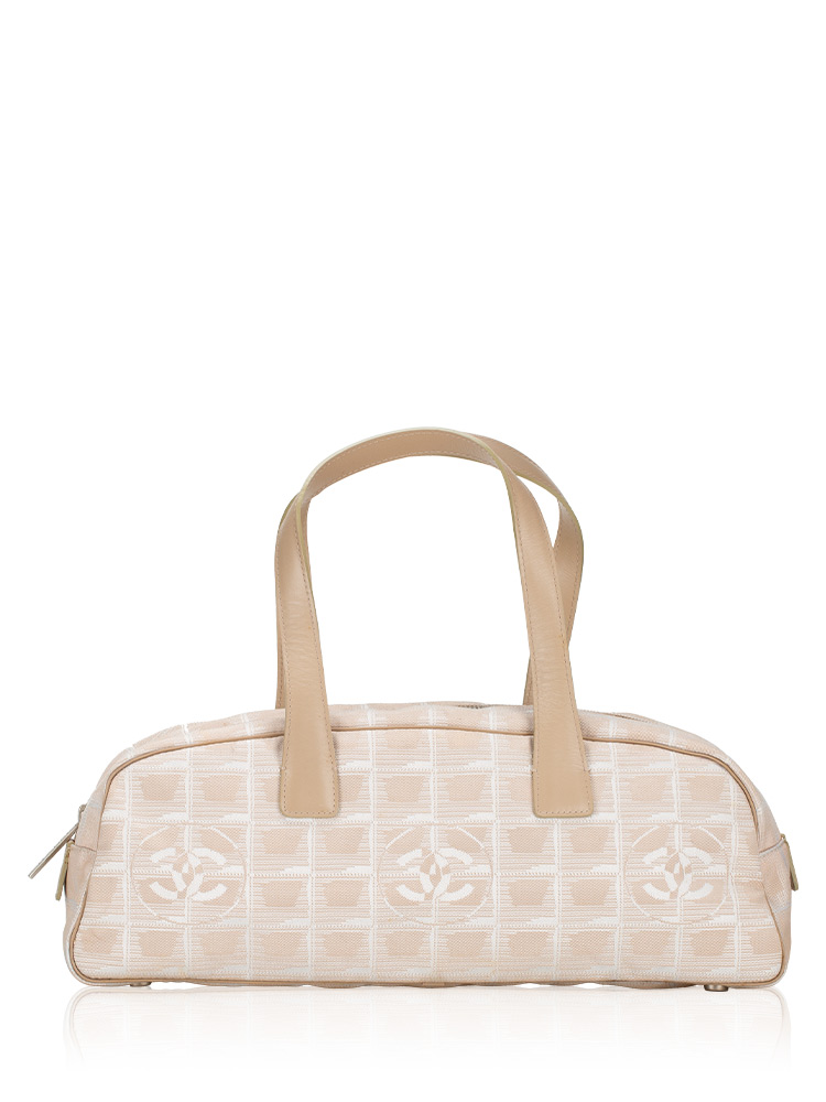 Nylon Travel Ligne Bowler Bag Beige