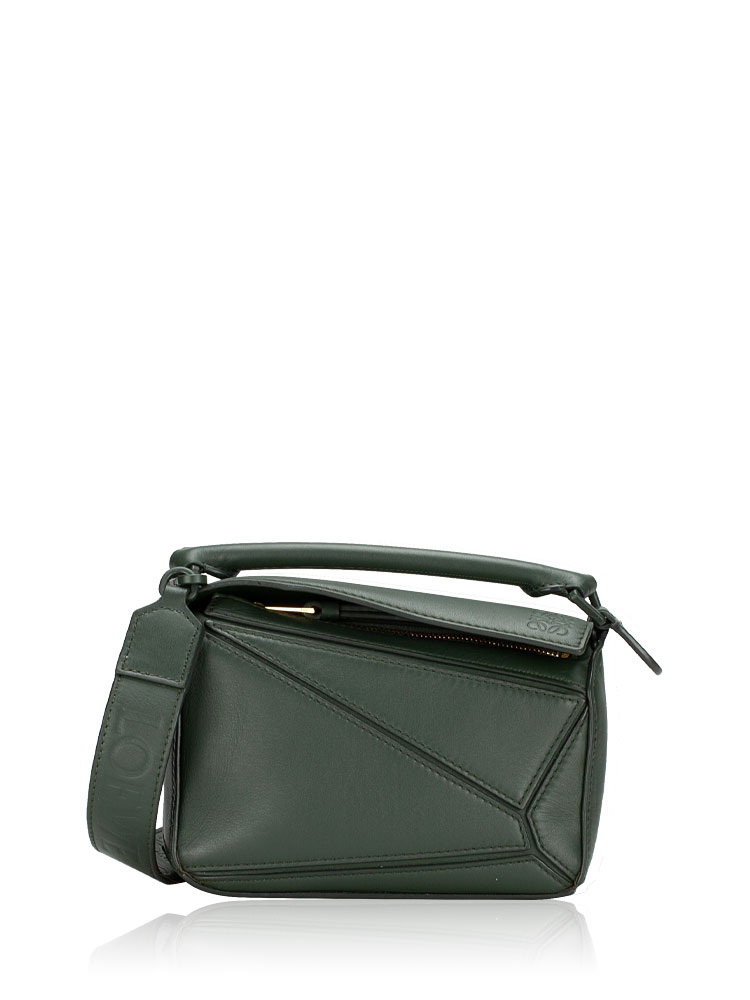 Satin Calfskin Mini Puzzle Bag Vintage Khaki