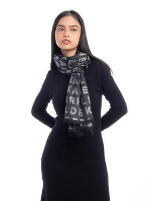 Paris Eyelash Fringe Neck Wrap Metallic Black