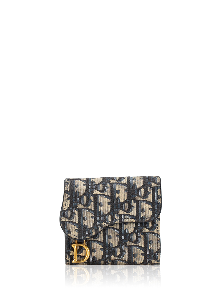 Oblique Lotus Small Trifold Wallet Blue