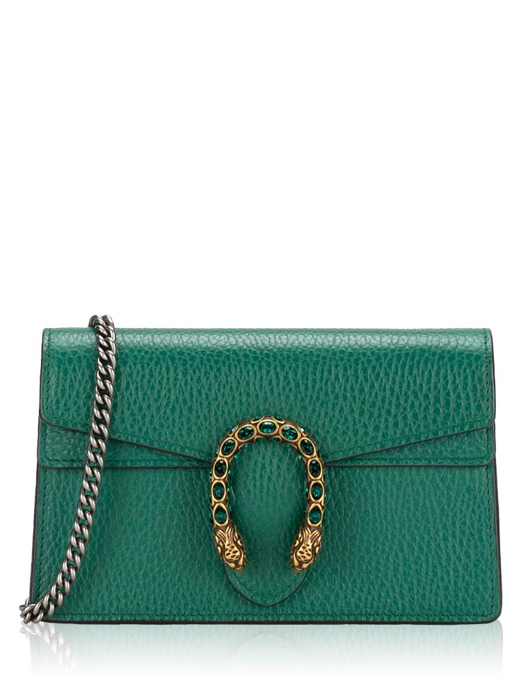 Calfskin Dionysus Super Mini Flap Shoulder Bag Emerald