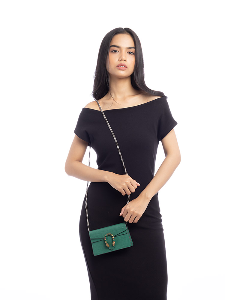 Calfskin Dionysus Super Mini Flap Shoulder Bag Emerald