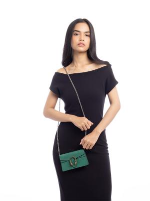 Calfskin Dionysus Super Mini Flap Shoulder Bag Emerald
