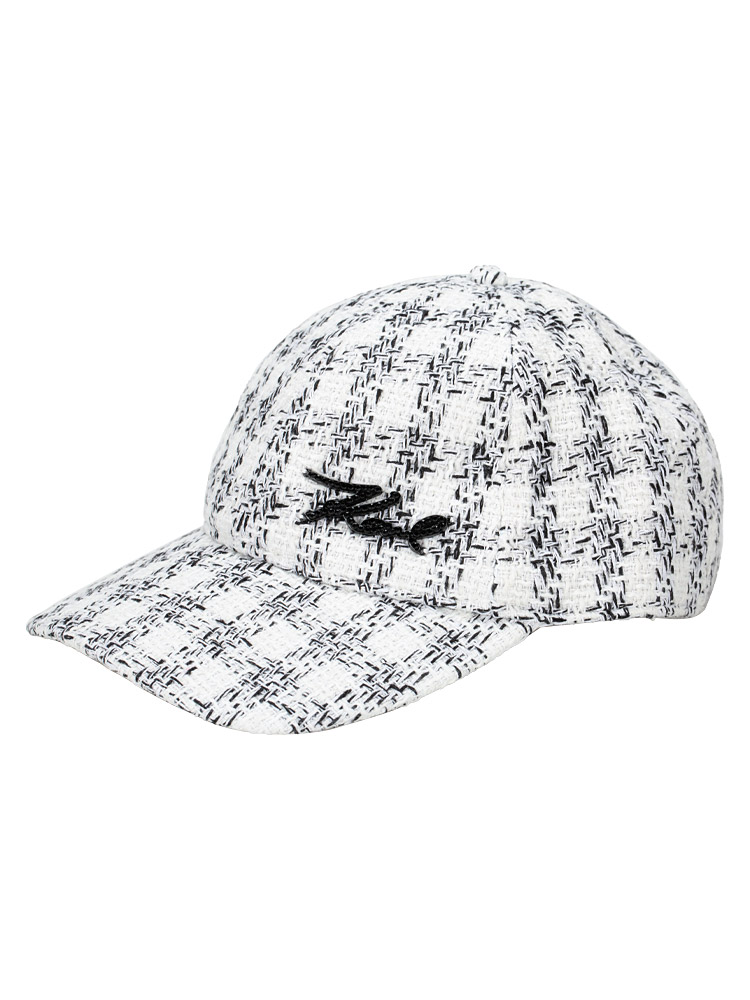 Paris Tweed Base Ball Cap White