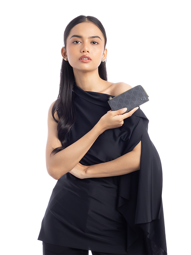 GG Supreme Zip Card Case Dark Green