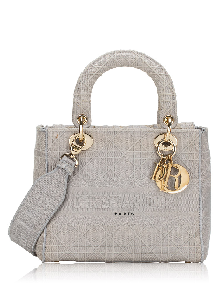 Canvas Embroidered Cannage Medium Lady D-Lite Gray