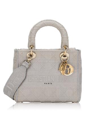 Canvas Embroidered Cannage Medium Lady D-Lite Gray