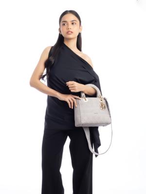 Canvas Embroidered Cannage Medium Lady D-Lite Gray