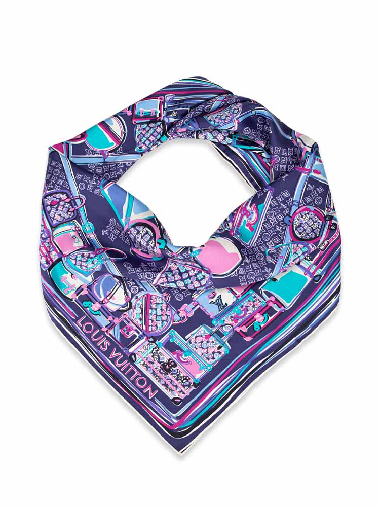 Malles Luggage Silk Scarf Purple Multicolor