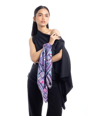 Malles Luggage Silk Scarf Purple Multicolor