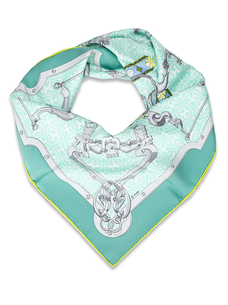 Silk Mors Et Gourmettes 90 Scarf Lagon