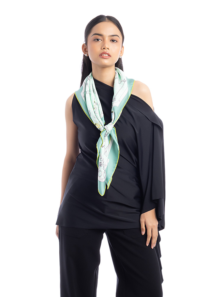 Silk Mors Et Gourmettes 90 Scarf Lagon