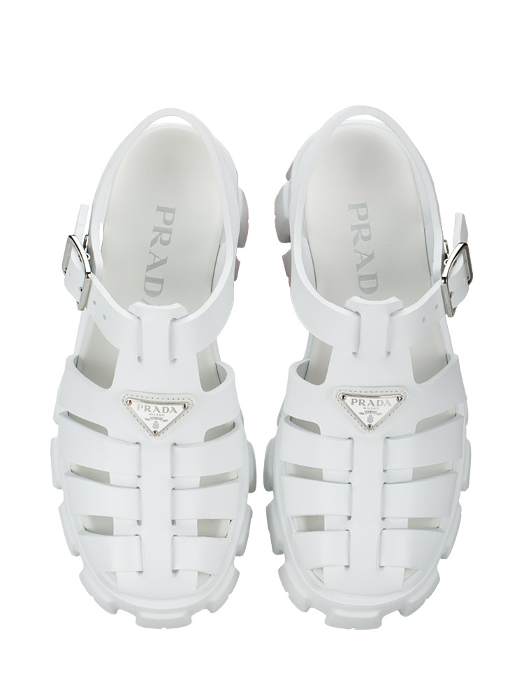 1X853M Foam Rubber Metal Monolith 55mm Cage Sandals Bianco Sz 35