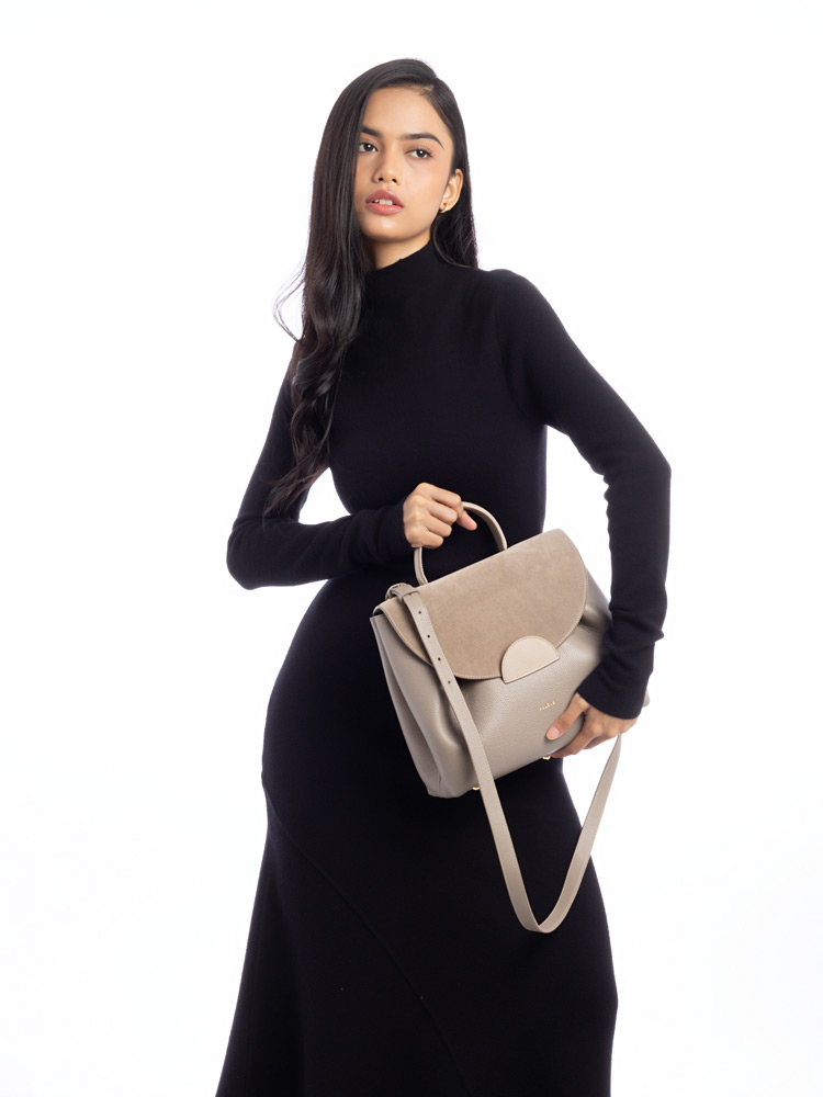 Textured Calfskin Suede Numero Un Taupe