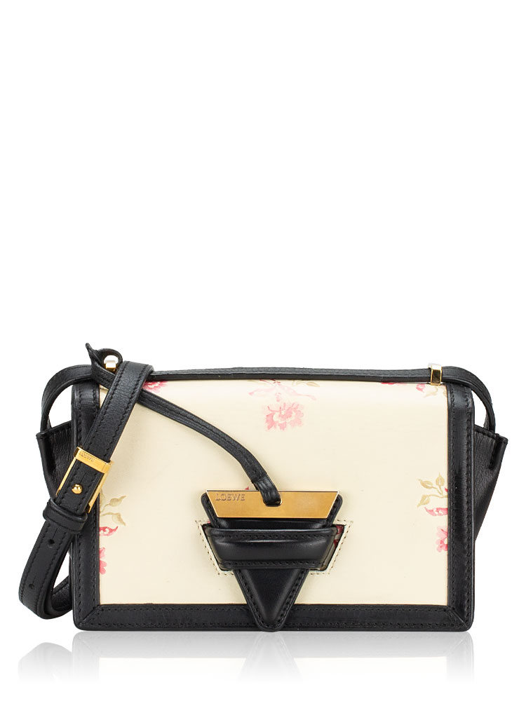 Calfskin Roses Barcelona Small Shoulder Bag White