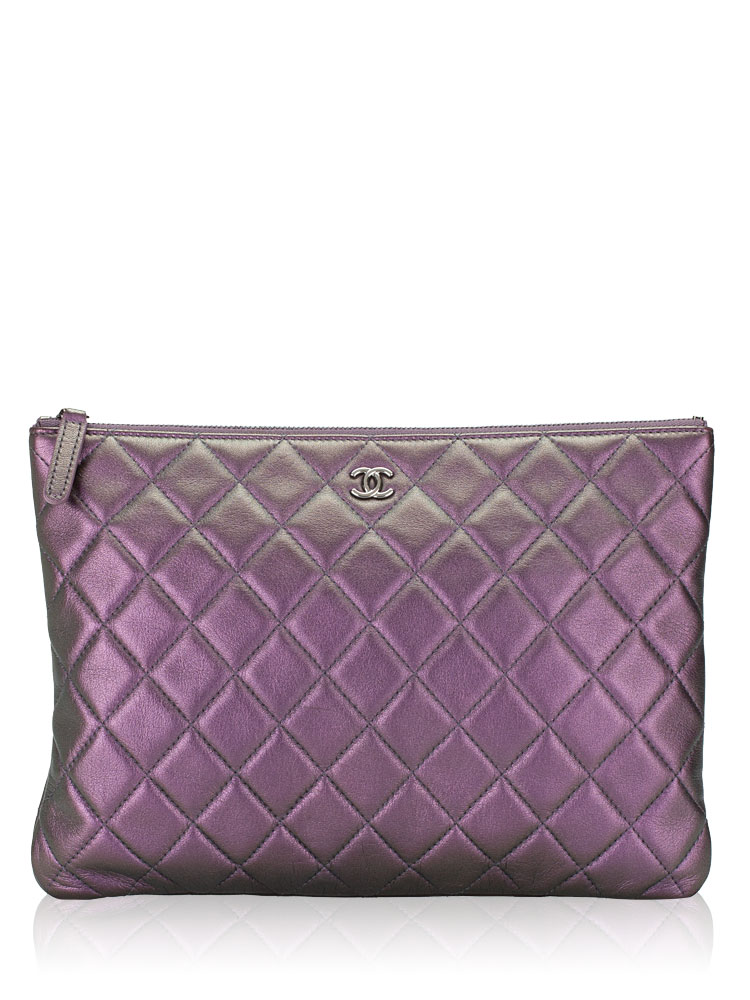 Iridescent Lambskin Medium O Case Purple