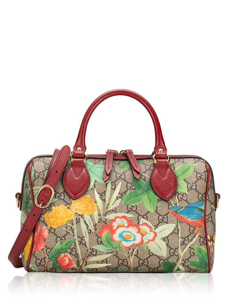 GG Supreme Tian Small Boston Bag with Strap Red