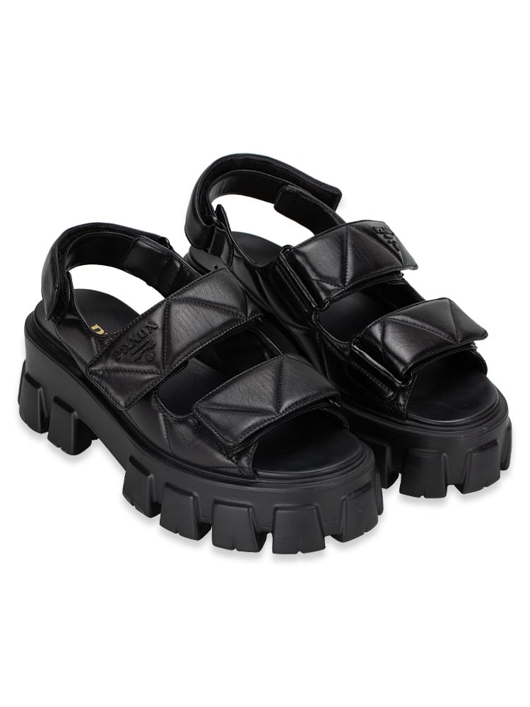 1X439N Nappa Soft Metal Padded Monolith 55mm Slingback Sandals Nero Sz 38