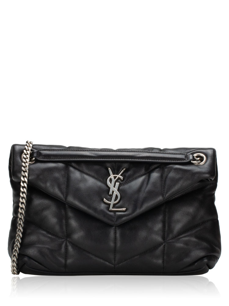 Lambskin Monogram Loulou Puffer Small Shoulder Bag Black