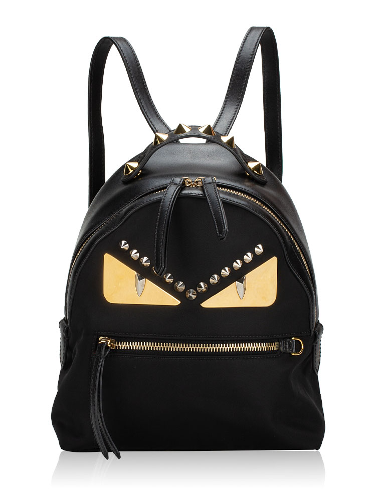 Nylon Vitello Liberty Monster Eyes Studded Mini Backpack Nero