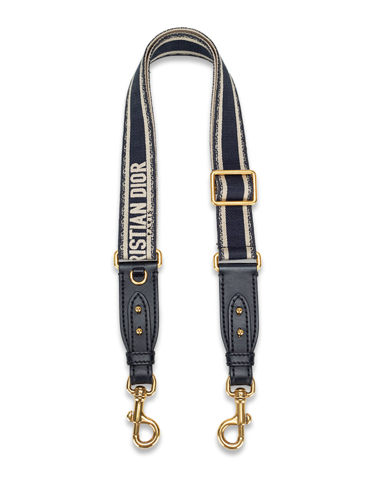 Embroidered Canvas Shoulder Strap Blue