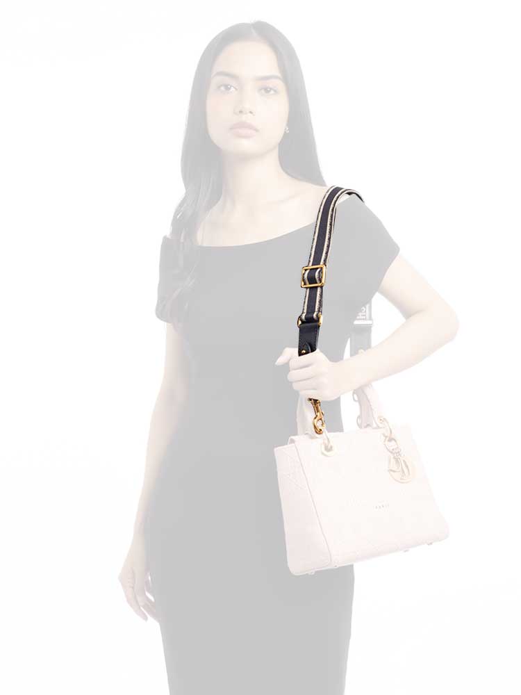 Embroidered Canvas Shoulder Strap Blue