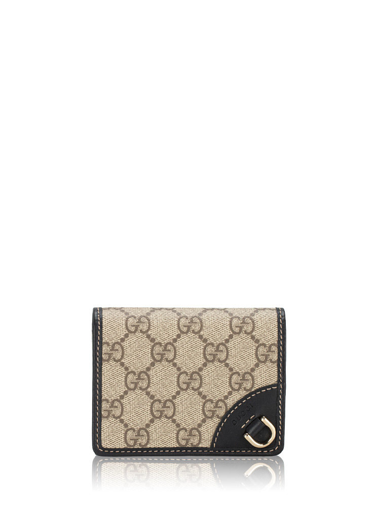 GG Supreme Emblem Small Wallet Black Beige
