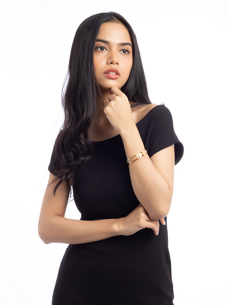 Enamel Narrow Clic Clac H Bracelet PM Châtaigne