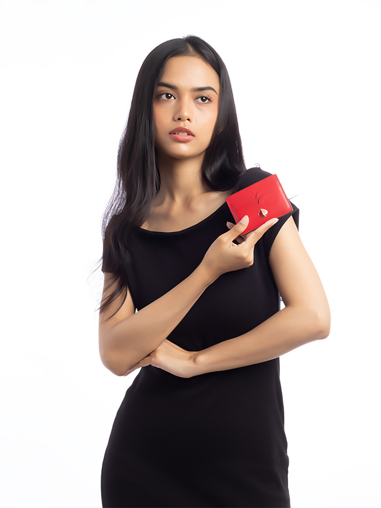 Nicola Bicolor Card Holder Hot Chili