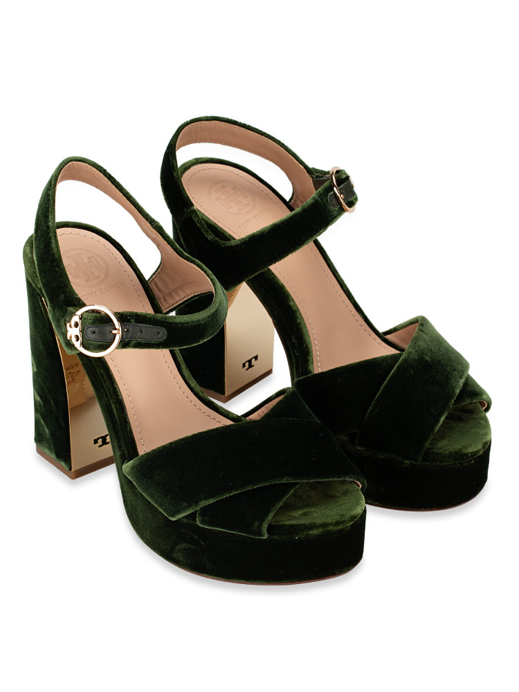 Loretta Velvet 115mm Platform Sandals Banana Leaf Sz 6