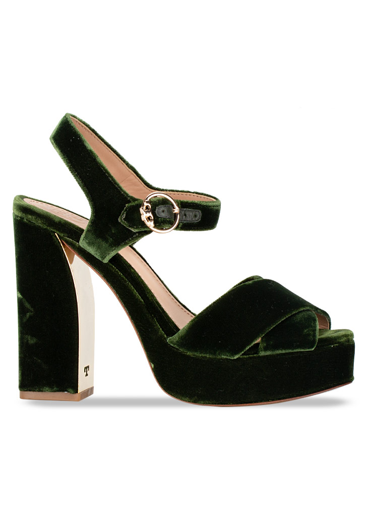 Loretta Velvet 115mm Platform Sandals Banana Leaf Sz 6