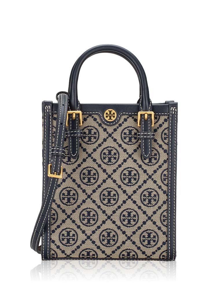 T Monogram Jacquard Mini Tote Tory Navy