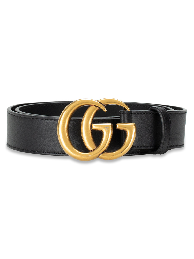 Calfskin GG Marmont Belt Black Sz 80