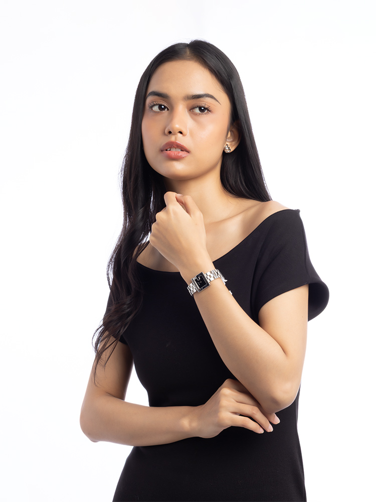 Stainless Steel 3600L G Watch 21mm Silver Black Dial