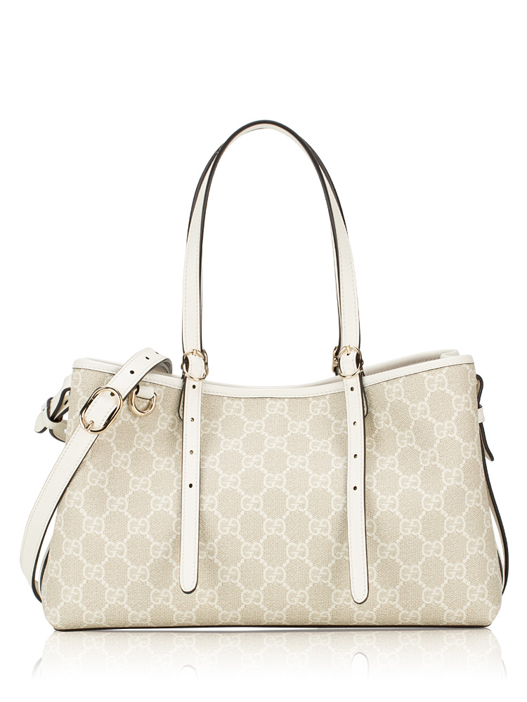 GG Supreme Emblem Medium Tote Beige White