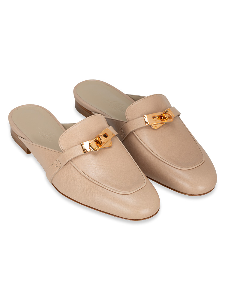 Chevre Goatskin Oz Mules Blanc Gomme Sz 36