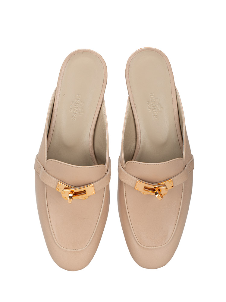 Chevre Goatskin Oz Mules Blanc Gomme Sz 36