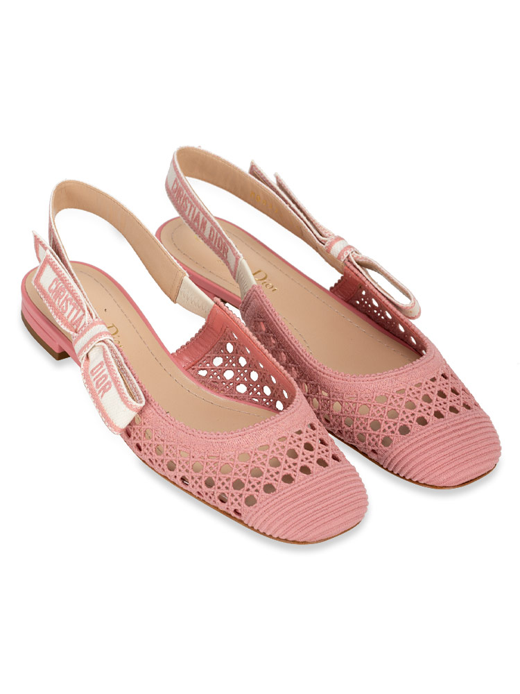 Cotton Mesh Cannage Dior 
Moi Slingback Ballet Flats Blush Sz 36