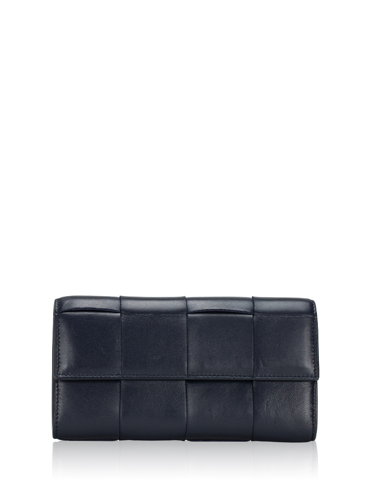 Maxi Intrecciato Cassette Flap Wallet Nocturnal