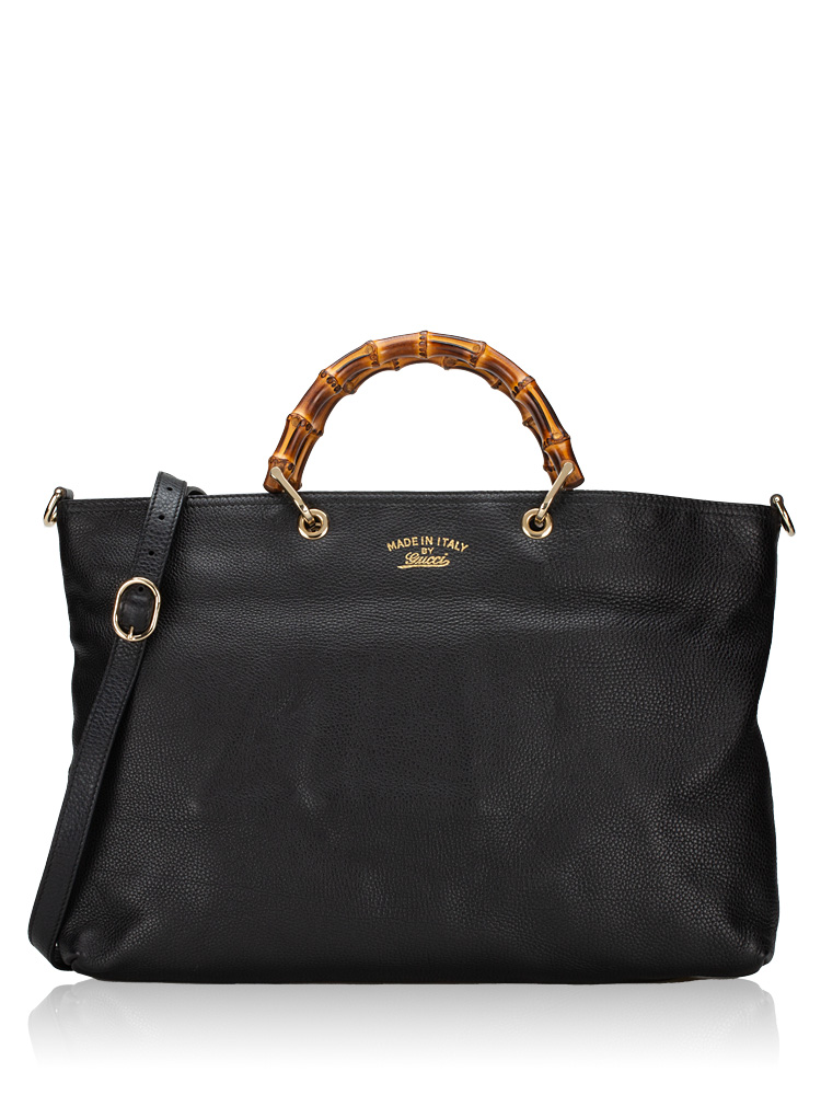 Calfskin Bamboo Large Shopper Black